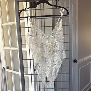 Vintage Victoria's Secret Ivory Lace Bodysuit size S